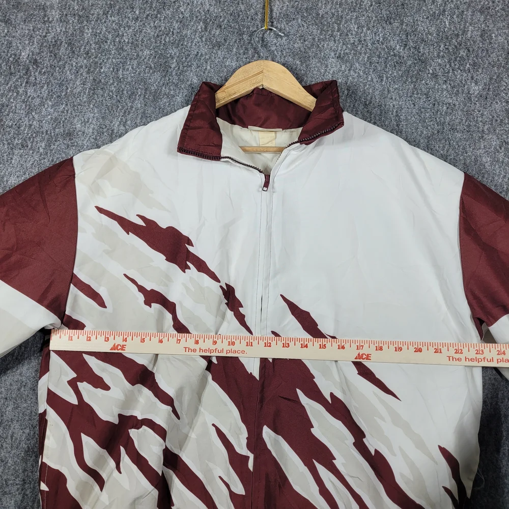 Hartwell Sports Jacket  Windbreaker 90s Maroon White Vtg Splash Pattern Retro L - Picture 2 of 7